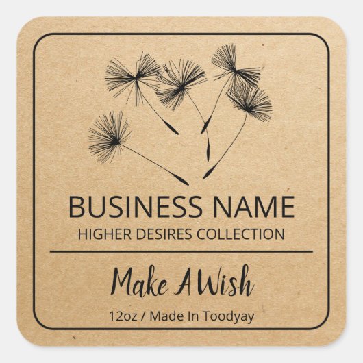 Dandelion Seed Labels Quadratischer Aufkleber (Vorderseite)