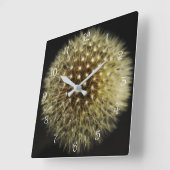 Dandelion Seedhead White Script Numbers wc Quadratische Wanduhr (Winkel)