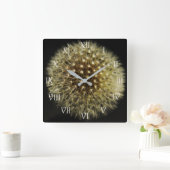 Dandelion Seedhead White Script Roman wccn Quadratische Wanduhr (Zuhause)