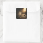 Dandelion Seedling with Water Droplets on a Bible  Quadratischer Aufkleber (Tasche)