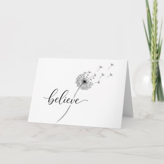 Dandelion Seedlings with Believe Text Karte (Vorderseite)