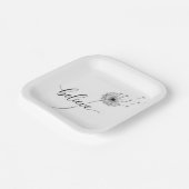 Dandelion Seedlings with Believe Text Pappteller (Gewinkelt)