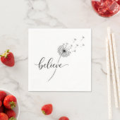 Dandelion Seedlings with Believe Text Serviette (Beispiel)