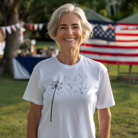 Dandelion Seeds Boho Line Art T-Shirt