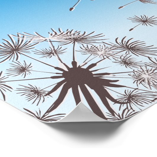 Dandelion Seeds fliegen in den Himmel Neubeginn Poster (Ecke)