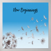 Dandelion Seeds fliegen in den Himmel Neubeginn Poster (Vorne)