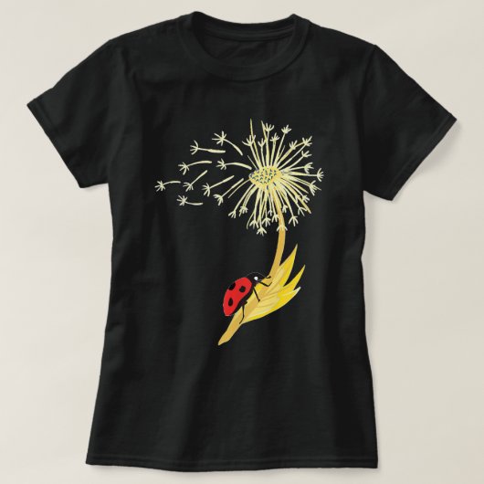 Dandelion Seeds Ladybug für Gardener Kräuterforsch T-Shirt (Design vorne)