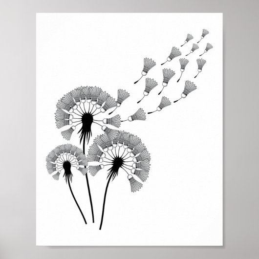 Dandelion Shuttle Shirt für Badminton Player Badmi Poster (Vorne)