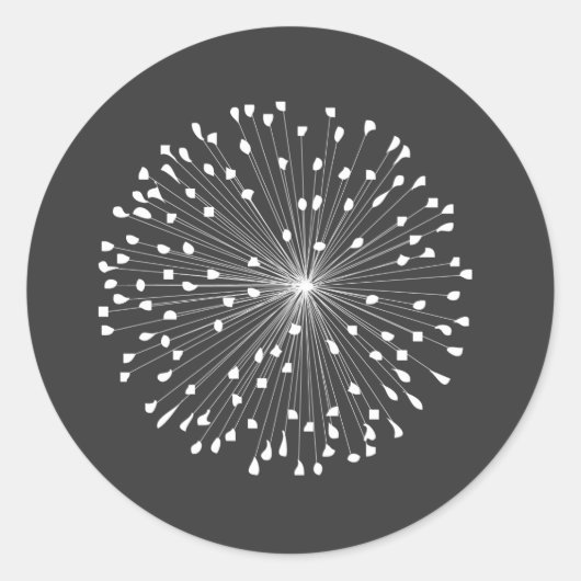 DANDELION STERNEXPLOSION IN WEISS RUNDER AUFKLEBER (Vorderseite)
