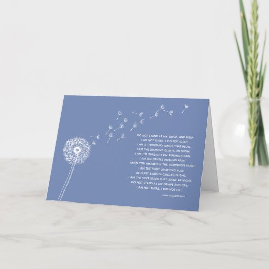 Dandelion Sympathy Card for Loss, Blue Karte (Vorderseite)
