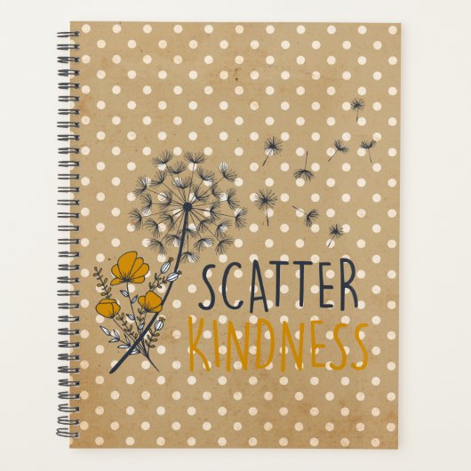 Dandelion Tan & White Polka Dot Scatter Kindness Planer (Vorderseite)