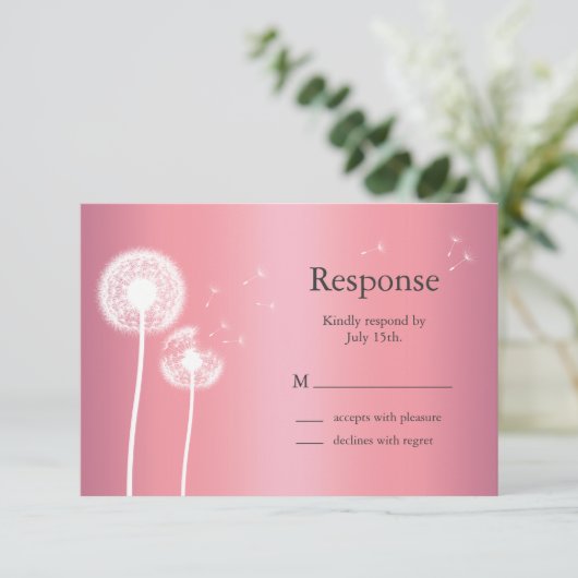 Dandelion UAWG in Rose Gold und Grau RSVP Karte (Stehend Vorderseite)