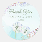 Dandelion und Glitzer Danke Ihnen für Labels Runder Aufkleber (Vorderseite)