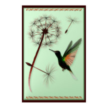 Dandelion und Little Green Hummingbird Poster