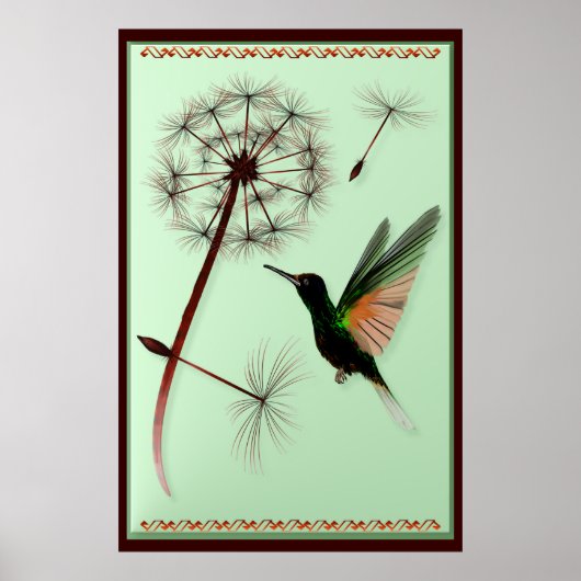 Dandelion und Little Green Hummingbird Poster (Vorne)