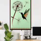 Dandelion und Little Green Hummingbird Poster (Heimbüro)