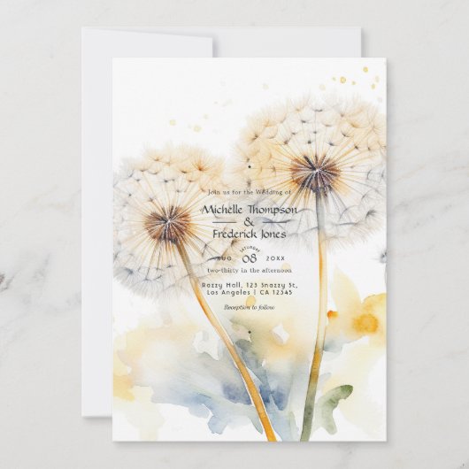 Dandelion Wedding QR Code Einladung (Vorderseite)