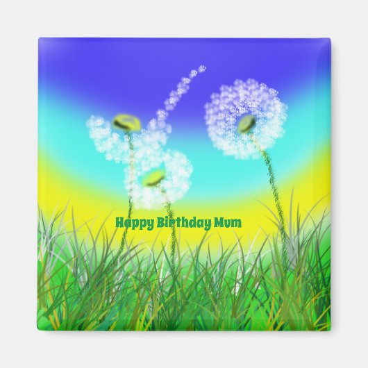 Dandelion Weed Clock, Mums Geburtstag, Kühlschrank Magnet (Vorne)