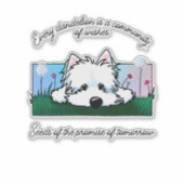 Dandelion Westie Dog Custom-Cut Vinyl Sticker (Vorderseite)