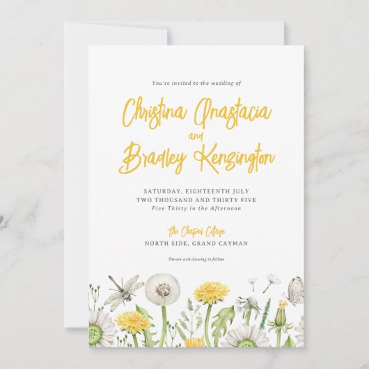 Dandelion Wildblume Garden Wedding Einladung (Vorderseite)