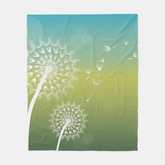 Dandelion Wind Blume Fleecedecke (Vorderseite)