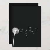 Dandelion Wish Black and White Wedding Einladung (Vorne/Hinten)