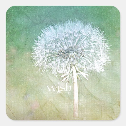 Dandelion Wish Dreamy Design Quadratischer Aufkleber (Vorderseite)