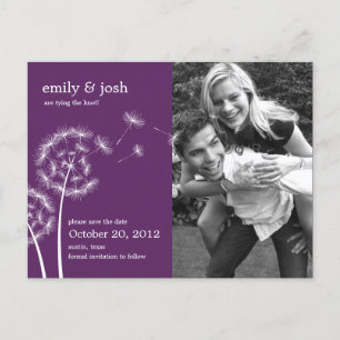 Dandelion Wish Foto Save the Date (Lila) Ankündigungspostkarte