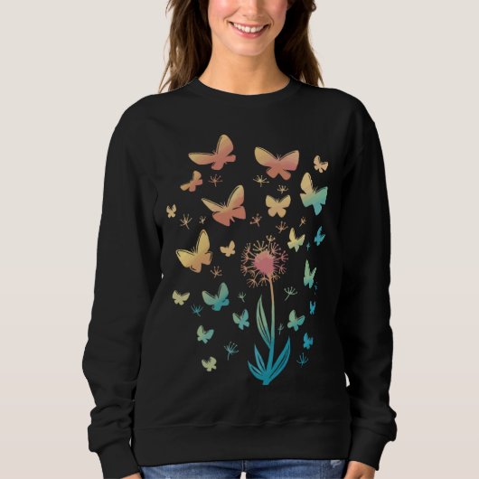 Dandelion with butterflies, dandelion, butterfly sweatshirt (Vorderseite)