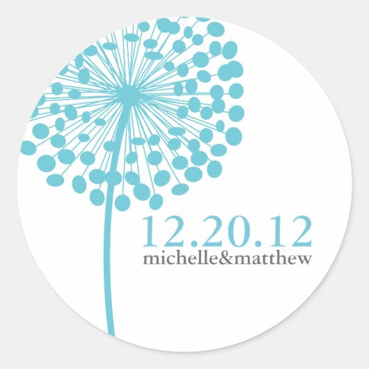 Dandelion wünscht Gastgeschenk Hochzeit Stickers (Vorderseite)