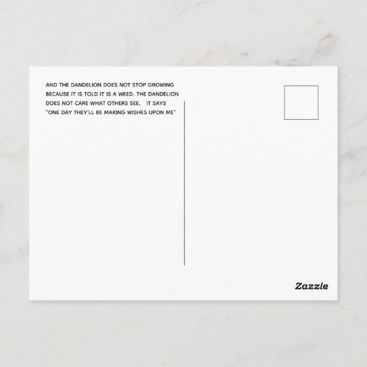 Dandelion wünscht Postkarte entwerfen (Rückseite)