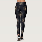 Dandelion wünscht Rose in Gold und Schwarz Leggings (Rückseite)