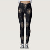 Dandelion wünscht Rose in Gold und Schwarz Leggings (Vorderseite)