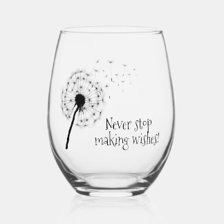 Dandelion wünscht stemless Glass Weinglas Ohne Stiel