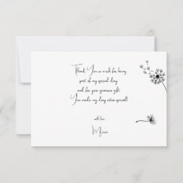 Dandelion zum ersten Geburtstag Dankeskarte