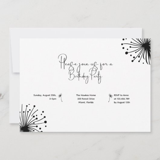 Dandelion zum ersten Geburtstag Einladung (Rückseite)