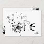 Dandelion zum ersten Geburtstag Einladung (Vorne/Hinten)