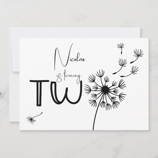 Dandelion zum zweiten Geburtstag Einladung (Vorderseite)