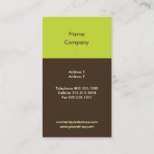 DANDELIONEN/JUGEND/Moos-grüne dunkle Schokolade Visitenkarte (Rückseite)