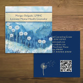 Dandelions and Mountain Nature QR Code Counselor Quadratische Visitenkarte