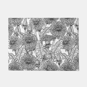Dandelions, black and white fußmatte