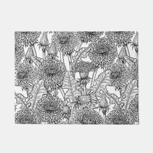 Dandelions, black and white fußmatte (Vorderseite)