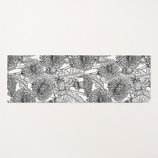 Dandelions, black and white yogamatte (Vorderseite (Horizontal))