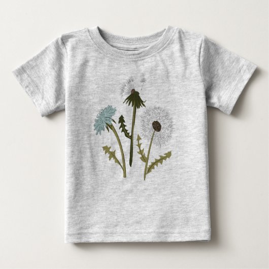 Dandelions Blue Gray Blume Baby T-shirt (Vorderseite)