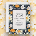 Dandelions Daisies Navy Blue Adult 60. Geburtstag Einladung<br><div class="desc">60. Geburtstagsfeier für Frauen,  die mit hübschen kleinen gelben Leuchtern und weißen Lüstern auf marinebasischem Hintergrund entworfen wurden. Personalisieren Sie Ihre persönlichen Daten,  indem Sie den Namen der Ehrengast,  ihr Alter und ihre Party-Informationen hinzufügen. Kontaktieren Sie uns für Hilfe bei der Anpassung oder um passende Produkte anzufordern.</div>