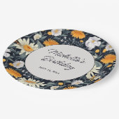 Dandelions Daisis Navy Blue Geburtsdatum Pappteller (Schrägansicht)