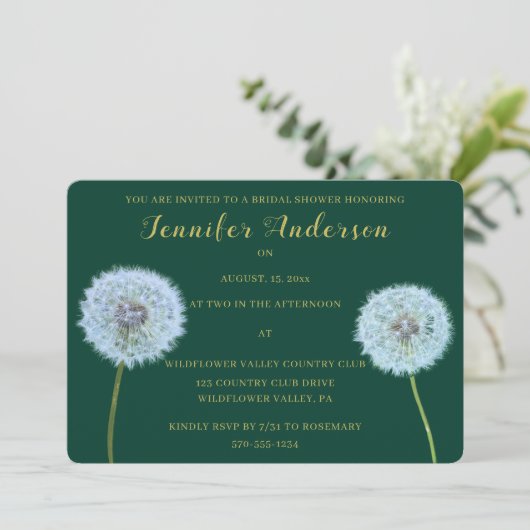 Dandelions Dandelion Uhren Hochzeitsstift Brautpar Einladung (Stehend Vorderseite)