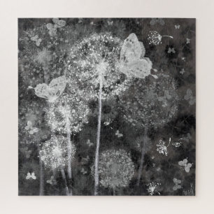 Dandelions Field - Schwarz-weiße Kunstsammlung Puzzle