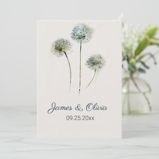 Dandelions Hochzeitseinladung Einladung (Stehend Vorderseite)