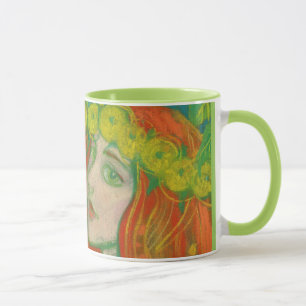 "Dandelions Kronen" Gemälde Sommerrothaarmädchen Tasse